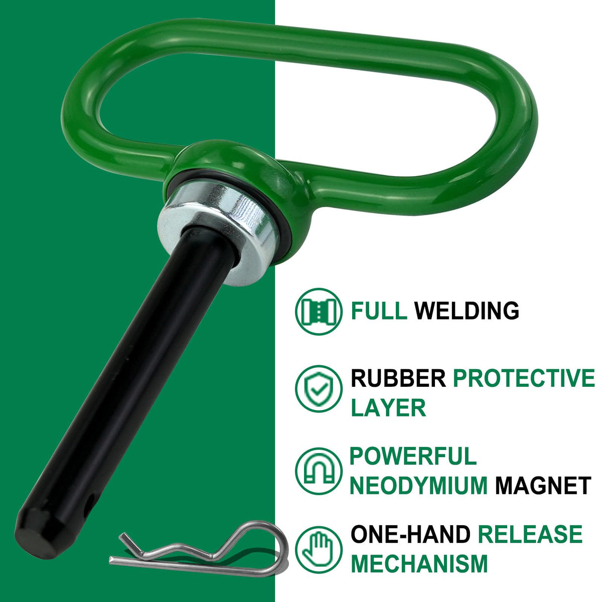 Gradora magnetic lawn mower hitch pin 1/2-inch keeps carts secure during mowing.