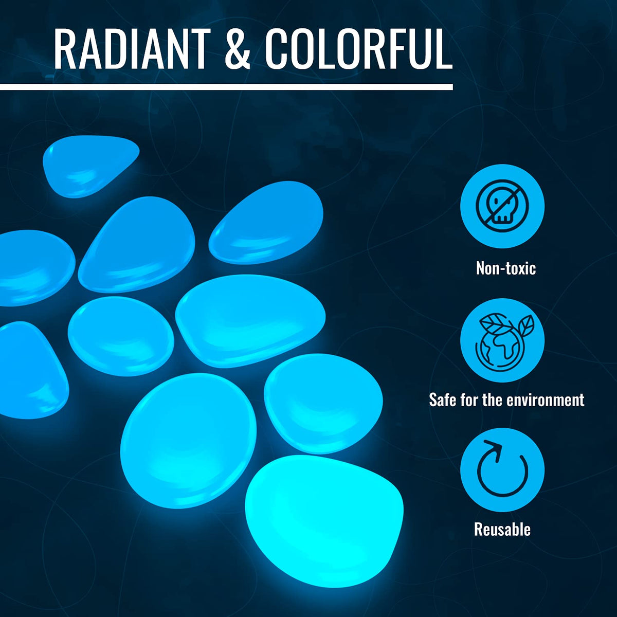 Graham Products glow pebbles decorate planters with ambient visuals.