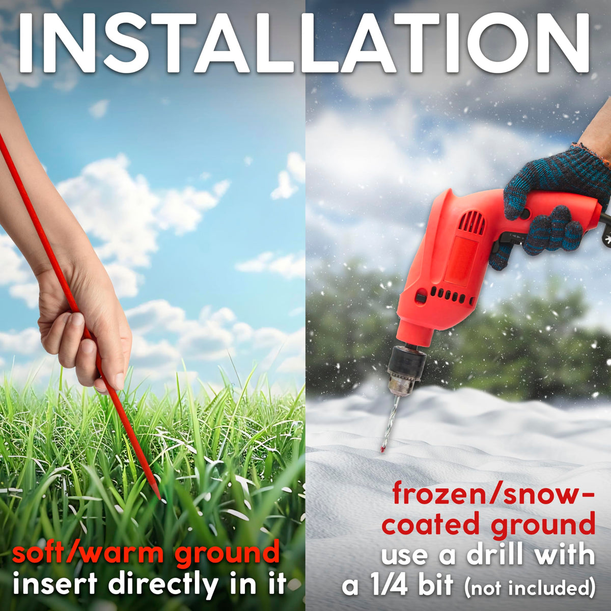 Granatan snow plow ready marker helps define driveway edges during winter.
