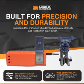 Granberg G1012XT bar-mounted angle guide improves setup accuracy.