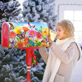 Granbey mailbox cover featuring fluttering butterflies for a vibrant outdoor welcome.