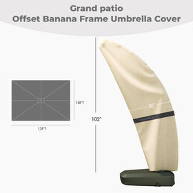 Grand Patio Deluxe cover on banana-style cantilever protects umbrella from weather