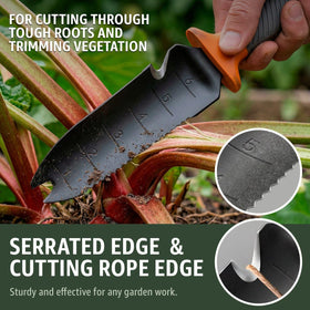 Grand Way Hori Hori knife curved blade for fast digging and planting.