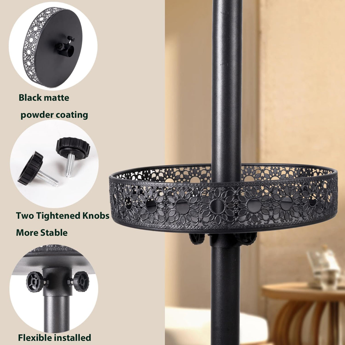 Grandhome umbrella table tray easy assembly for quick setup