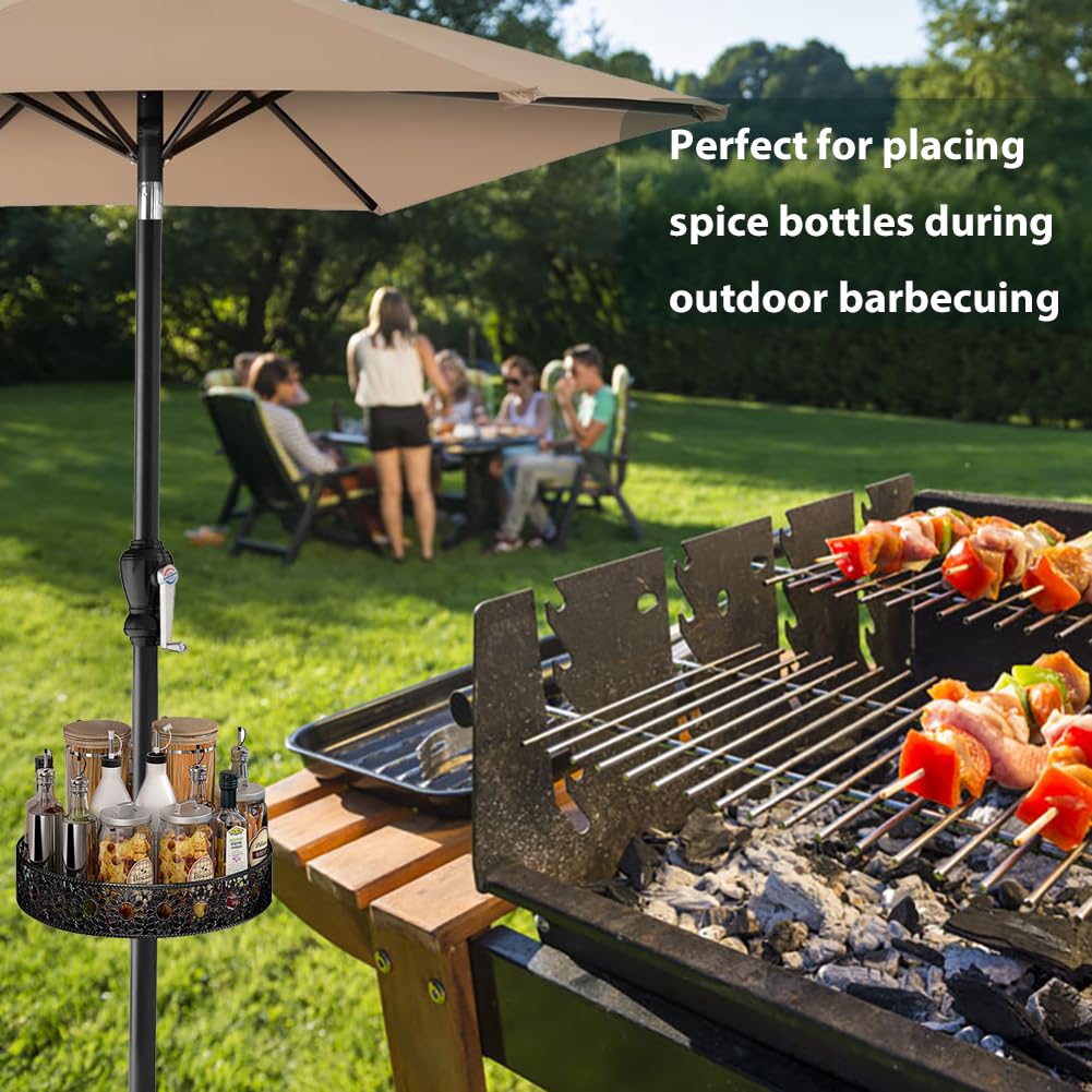 Grandhome multi-functional tray keeps drinks and snacks near the umbrella