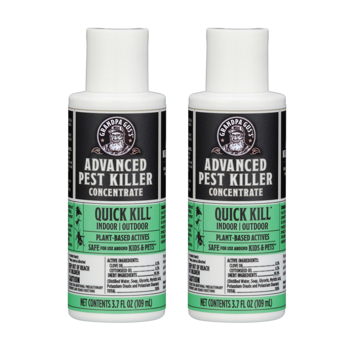 Grandpa Gus's pest killer concentrate bottle for indoor and outdoor use