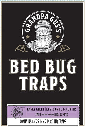 Grandpa Gus's glue trap in hotel luggage screens for bed bugs before travel.