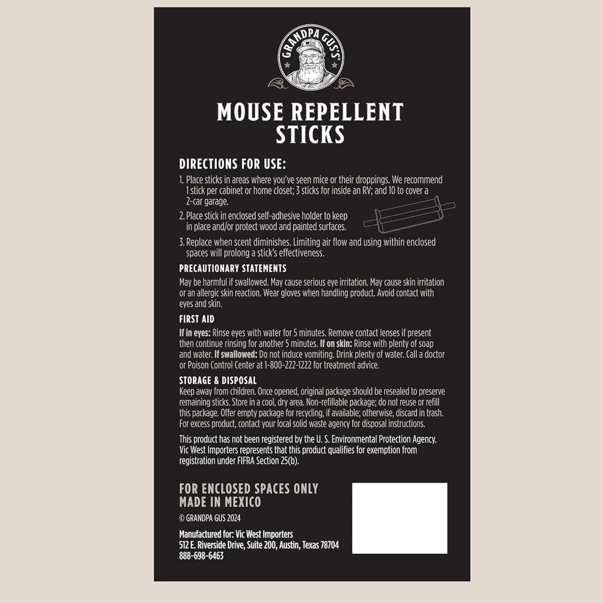Ten-stick package provides humane, non-toxic pest deterrence for many rooms.