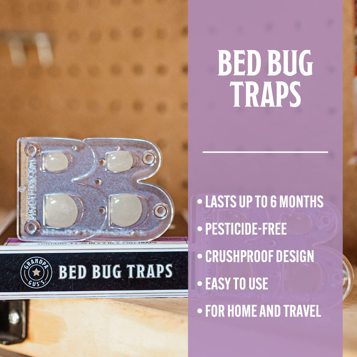 Grandpa Gus's bed bug trap is non-toxic and safe near sleeping areas.