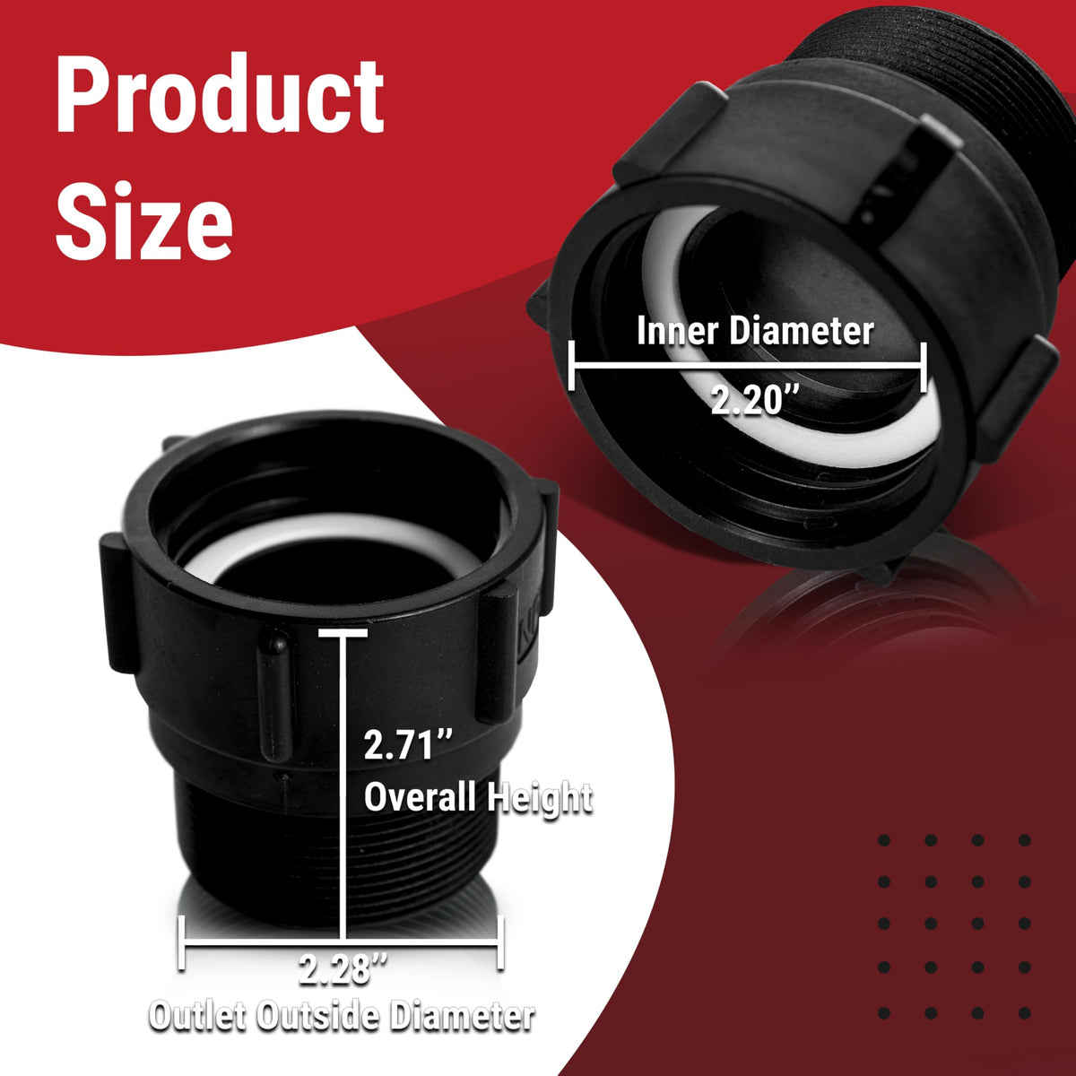 Granatan IBC tote adapter showing 2in male NPT outlet for hoses and valves.