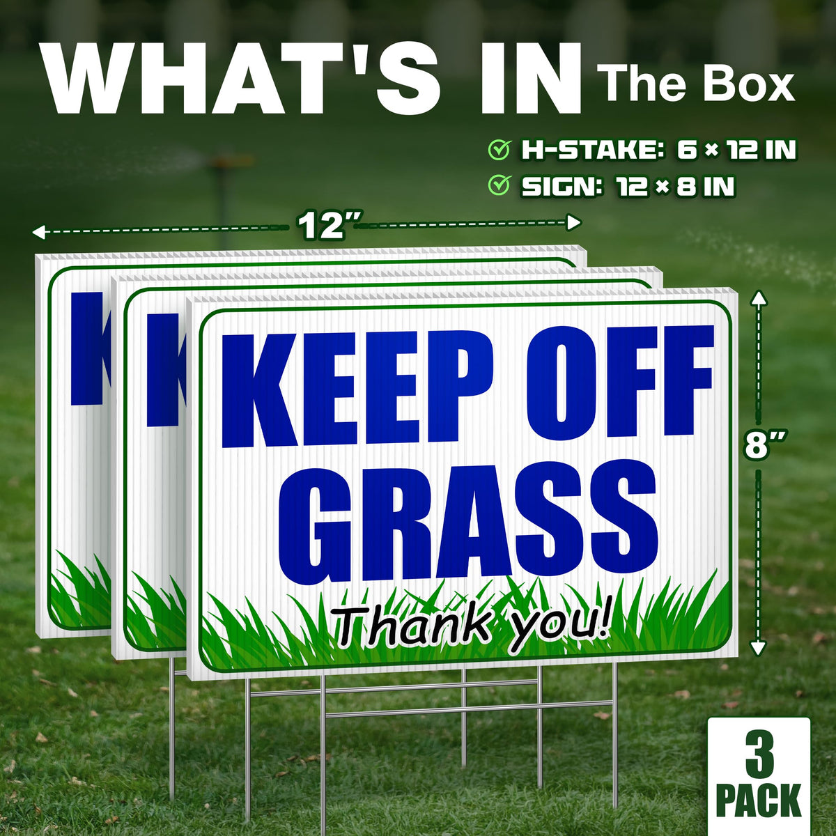 Granatan keep-off-grass sign yard 3pc ensures pedestrians notice the message.