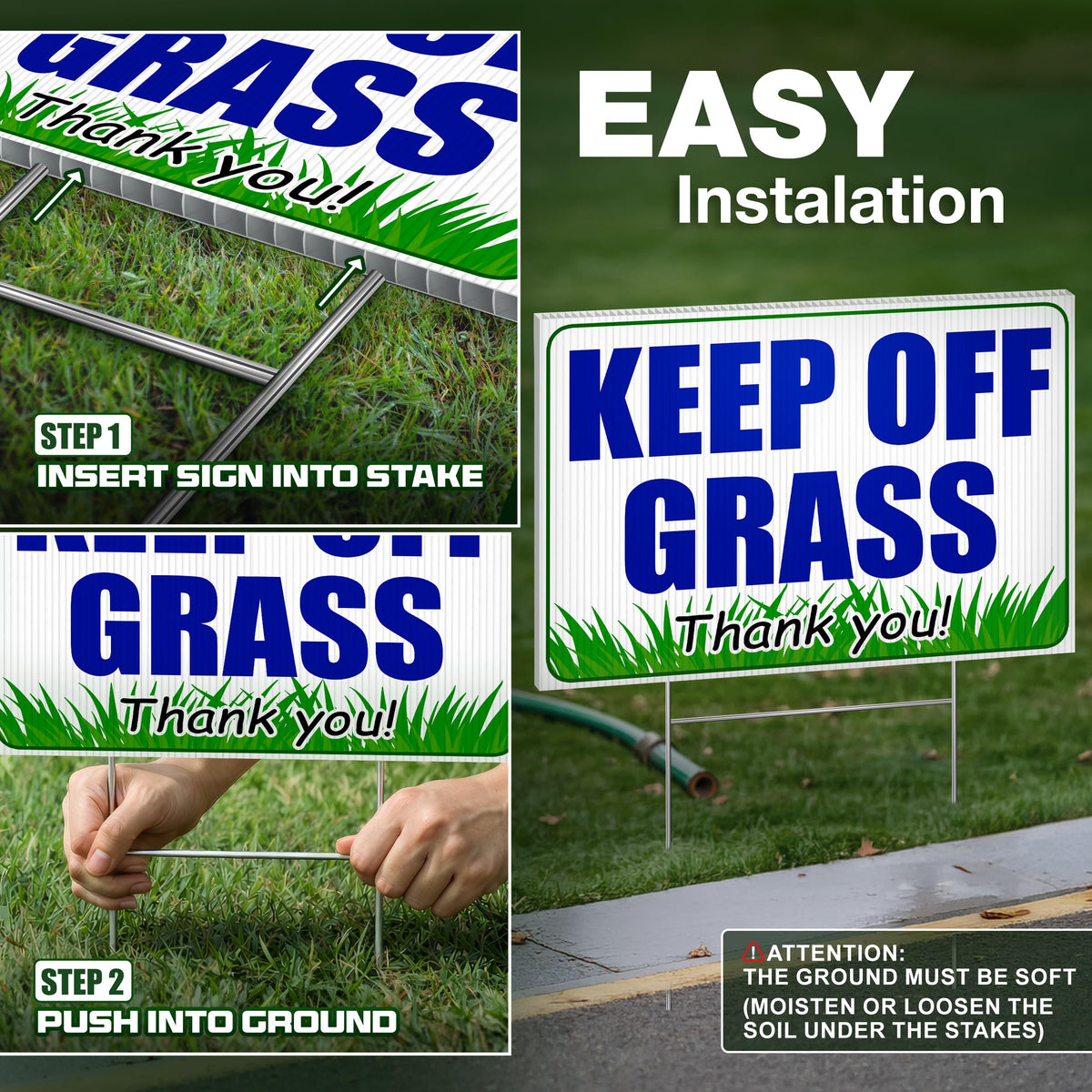 Granatan weather-resistant coroplast sign withstands sun and rain for year-round use.
