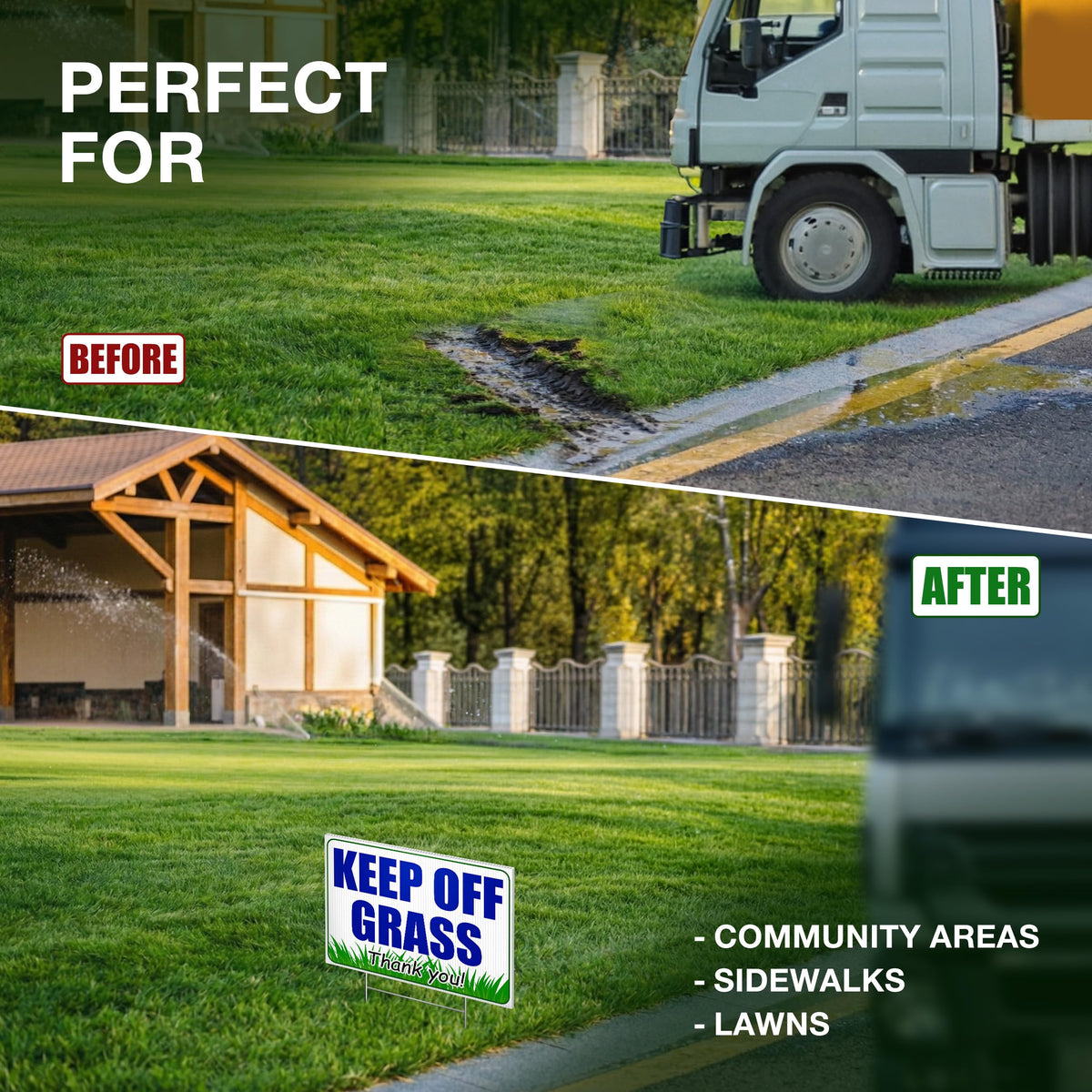 Granatan yard signs set help protect lawns in both residential and commercial spaces.