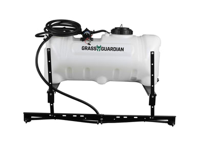 Grass Guardian 25-Gallon ATV Sprayer with a 7-foot swath for lawn coverage.