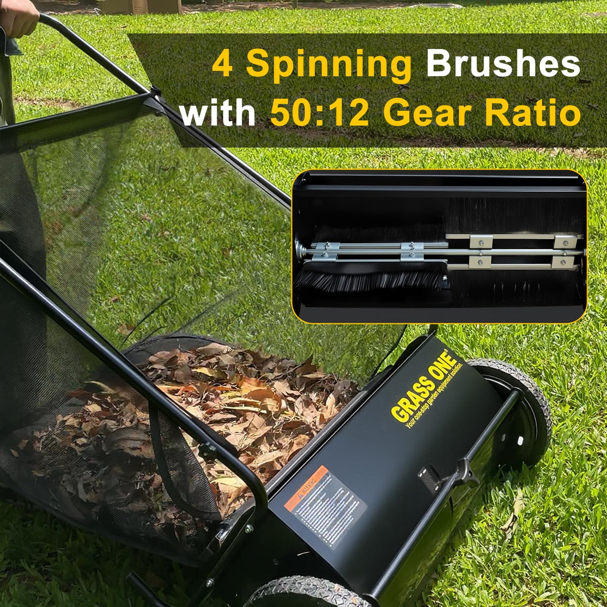 Grass One tool-free adjustable brush height for varied surfaces