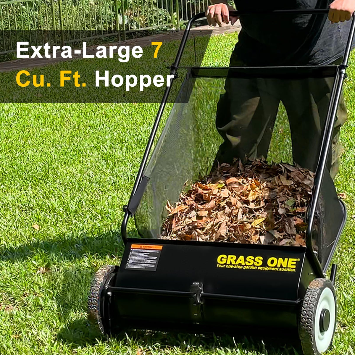 Grass One rubber tires enhance traction on uneven lawns