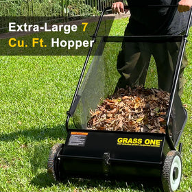 Grass One rubber tires enhance traction on uneven lawns
