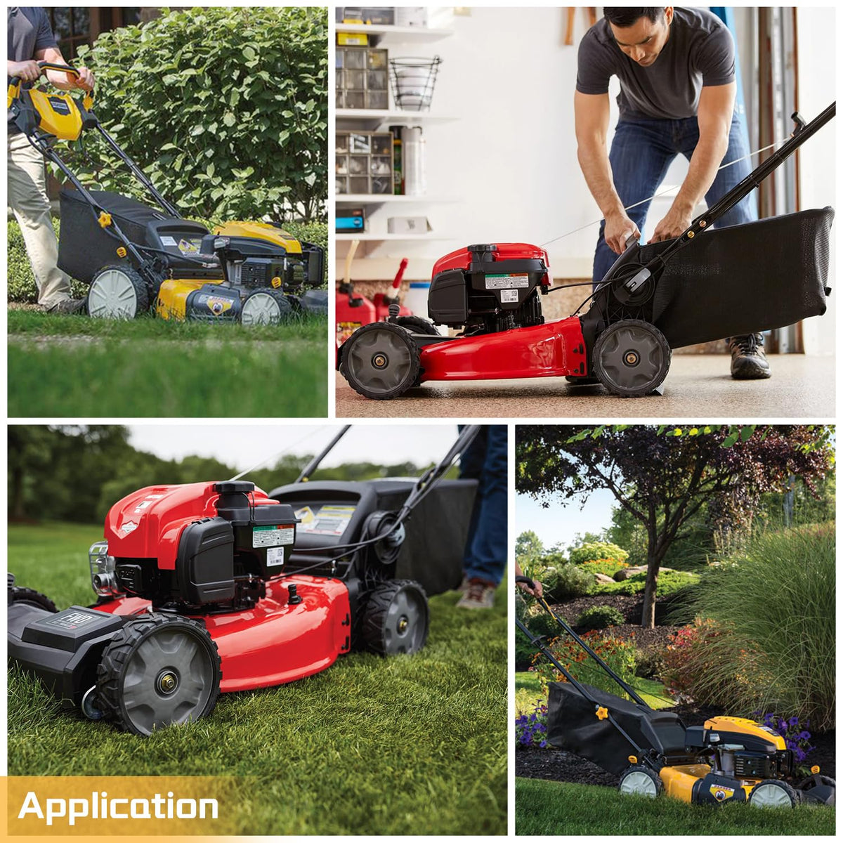 Grasscape installation step guide shows swapping wheels with basic tools.