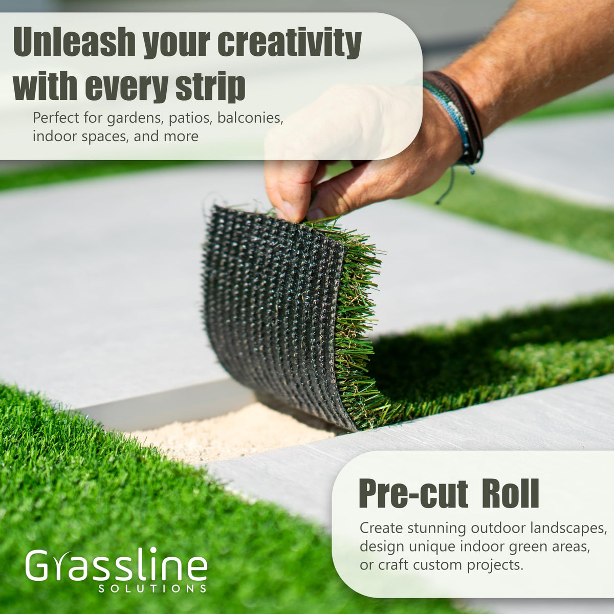 Grassline Solutions artificial grass strip for indoor and outdoor spaces