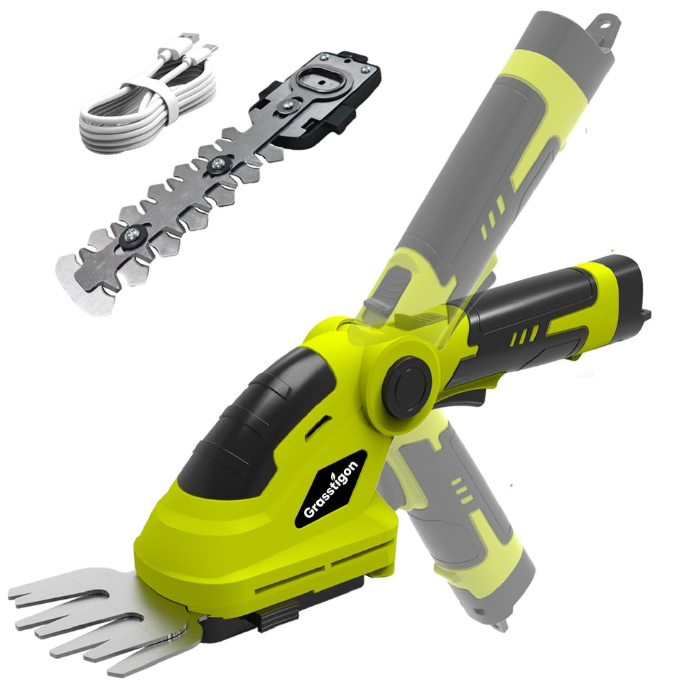 Grasstigon 2-in-1 grass shear and hedge trimmer for easy cordless edging.