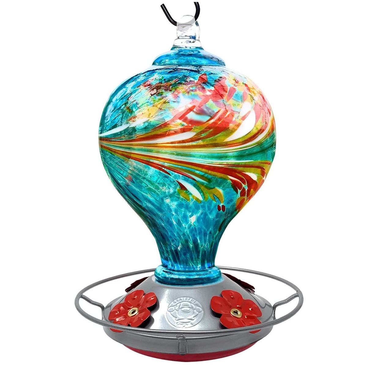 Grateful Gnome hummingbird feeder blue egg design attracts birds with vibrant color in your garden