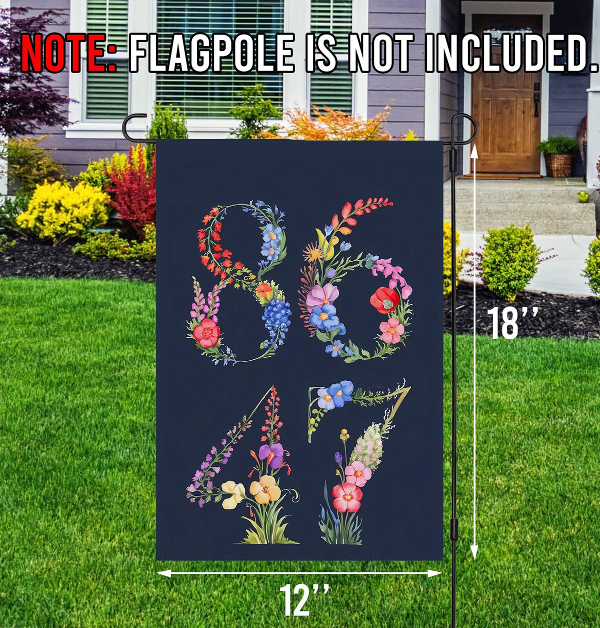 Grateful9xx 8647 flag waves in a sunny garden adding color and charm to any yard.