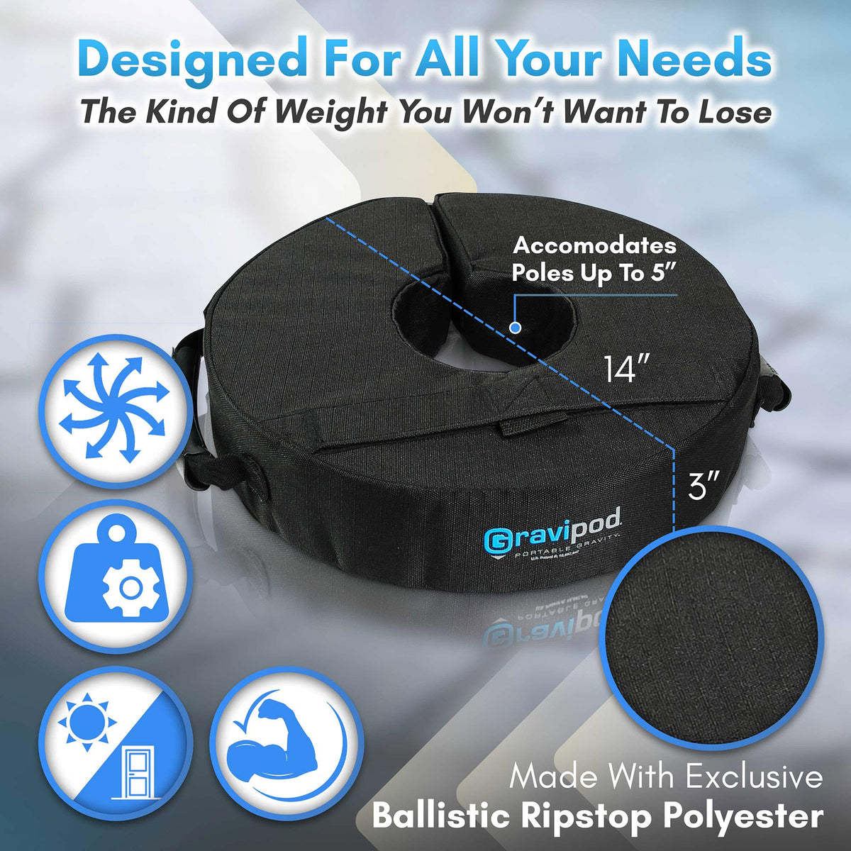 Gravipod 14-inch mini tripod-light stand stability helps photographers on location.
