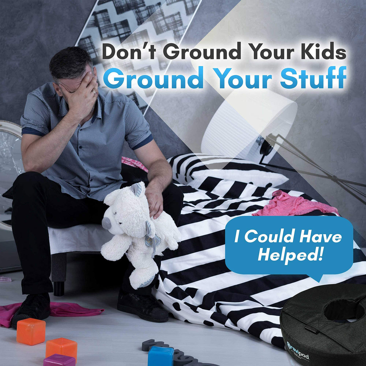 Gravipod 14-inch mini weather-resistant fabric withstands sun and rain.