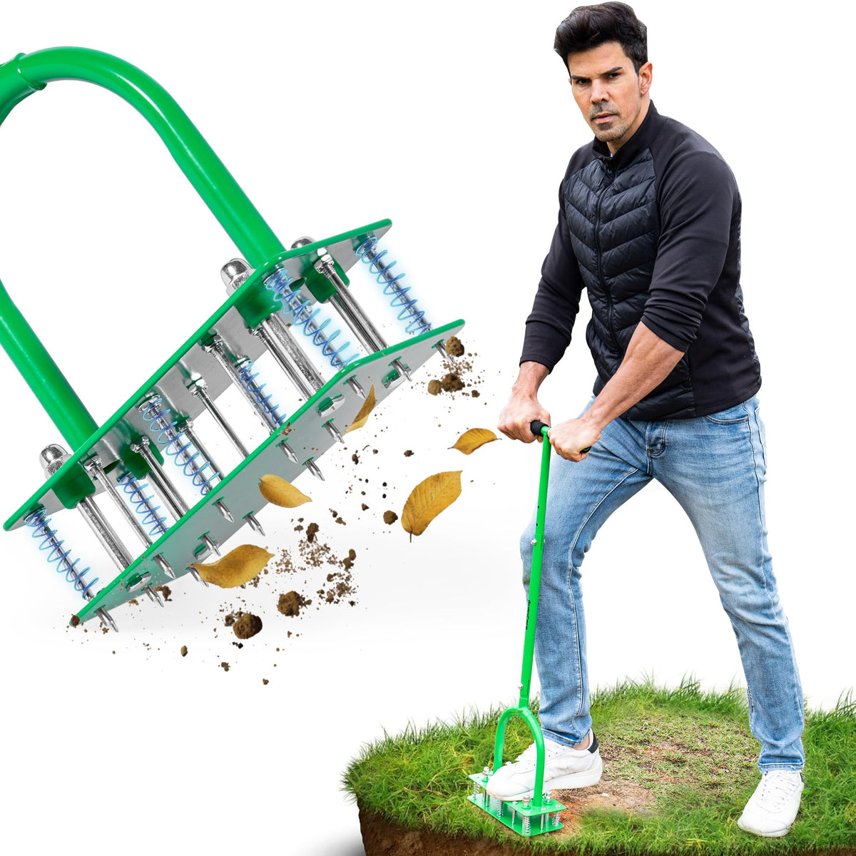 GrdnCare aerator with bolt-on design enables quick setup.