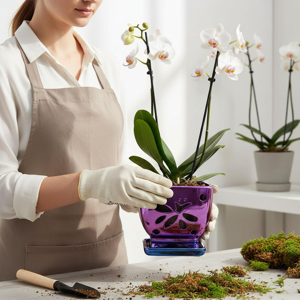 Grdthzey high-temp fired orchid pot preserves glaze and color.