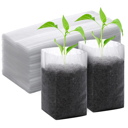 GREANER biodegradable seedling bag with breathable fabric ready for planting.