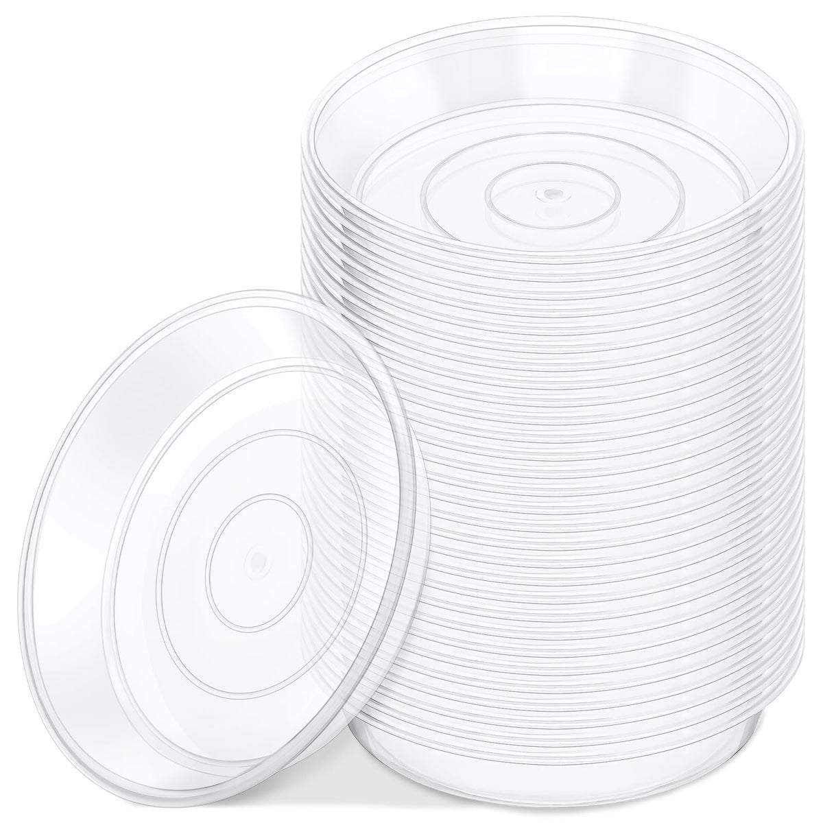 GREANER clear plant saucer, top view, catches excess water to protect surfaces.