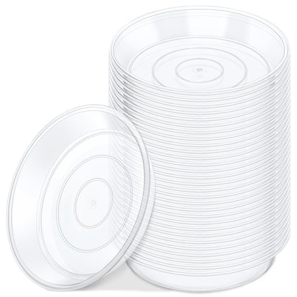 GREANER clear plant saucer, top view, catches excess water to protect surfaces.