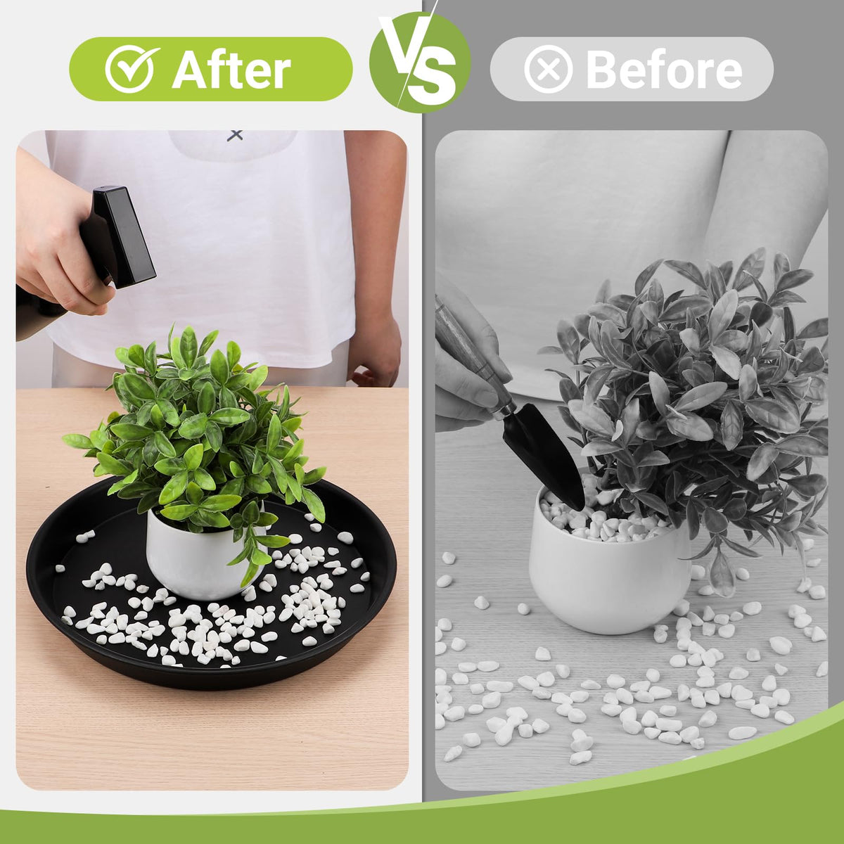 GREANER indoor-outdoor plant saucer protects surfaces from moisture and spills