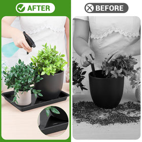 GREANER indoor-outdoor plant tray adds tidy organization to patio.