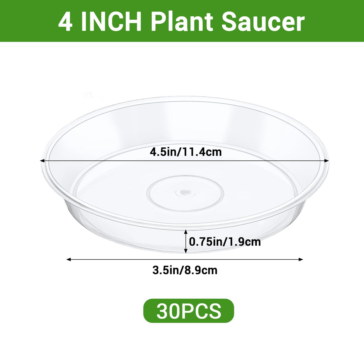 GREANER 4-inch clear plant saucer side view for indoor setups.