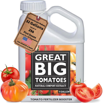 Great Big Plants tomatoes soil booster bottle ready for mixing in water.