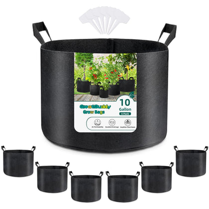 GreatBuddy 10 gallon grow bag six-pack with durable fabric for reliable gardening.