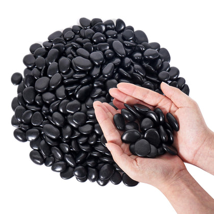 GreatBuddy Black River Rocks close-up: polished pebbles add gloss and depth to displays.
