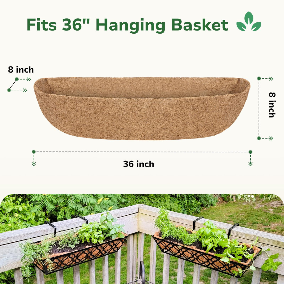 GreatBuddy coco liner half-moon shape reshapes easily after watering.