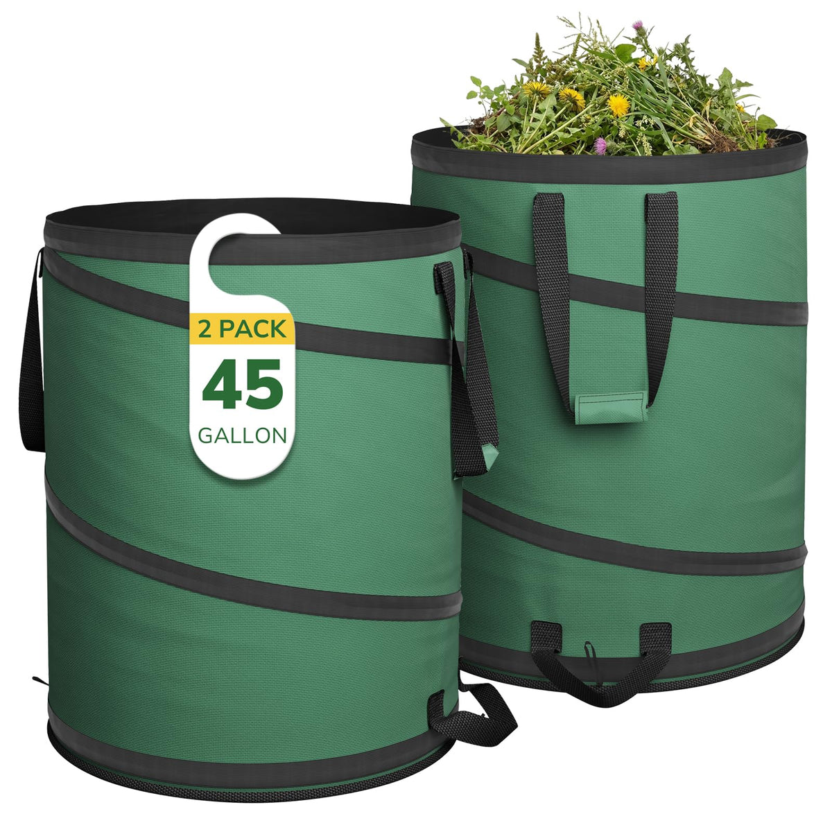 GreatBuddy collapsible trash can pops up instantly for quick yard cleanup.