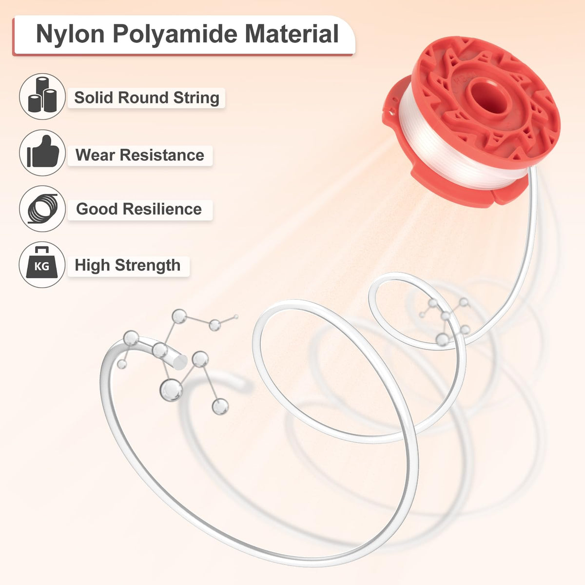 GreatBuddy spool boosts trimming efficiency with flexible nylon line.
