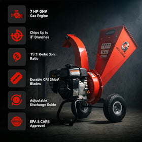 GreatCircleUSA Mini Wood Chipper discharge chute with adjustable angle for debris ejection