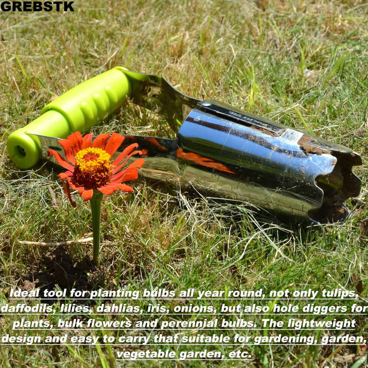 GREBSTK compact 9.4-inch bulb transplanter design fits comfortably in hand