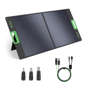 GRECELL 100W foldable panel closed for easy transport and on-the-go charging.