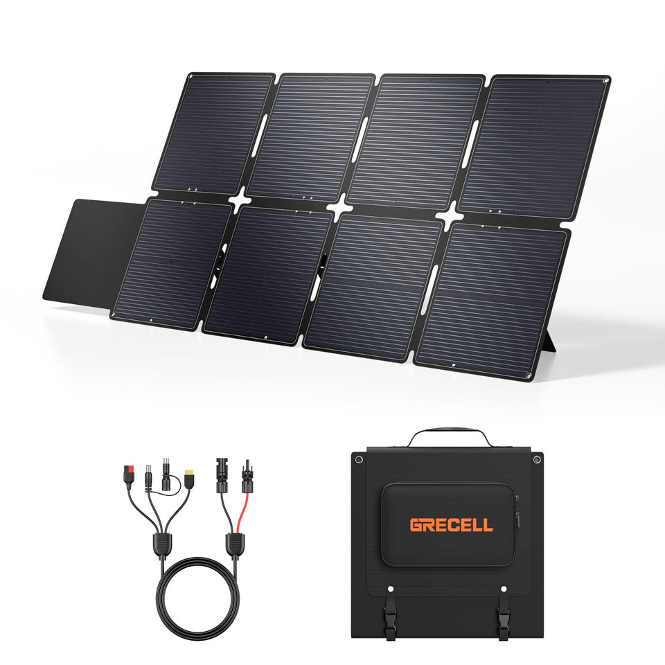 GRECELL 240W foldable solar panel in compact form for easy transport