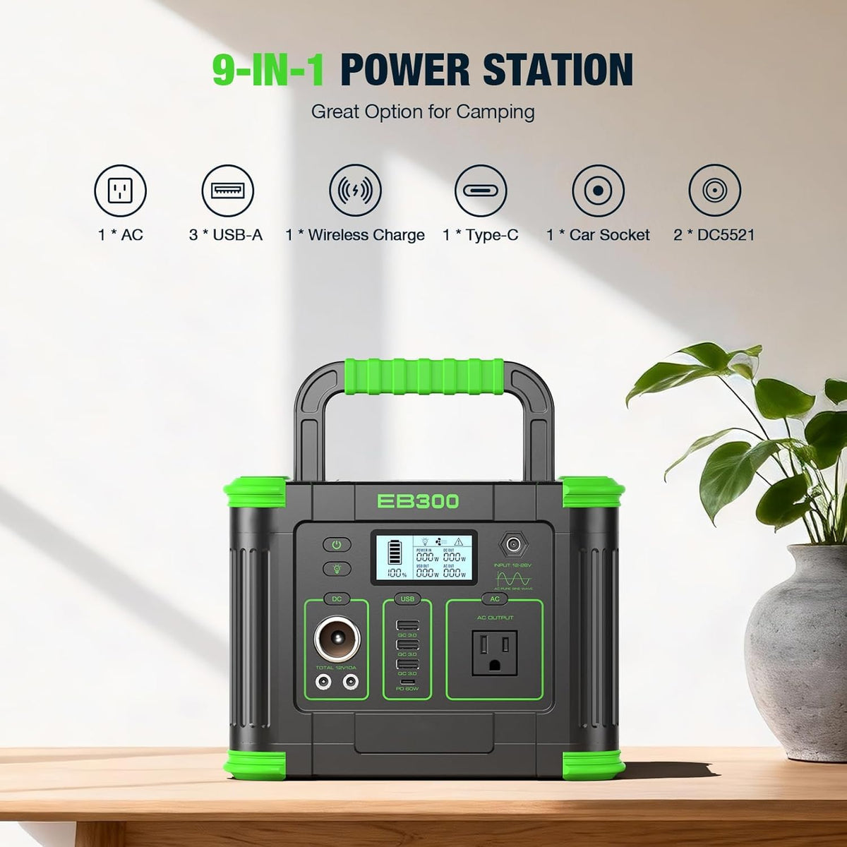 GRECELL 330W unit includes integrated LED light for visibility.