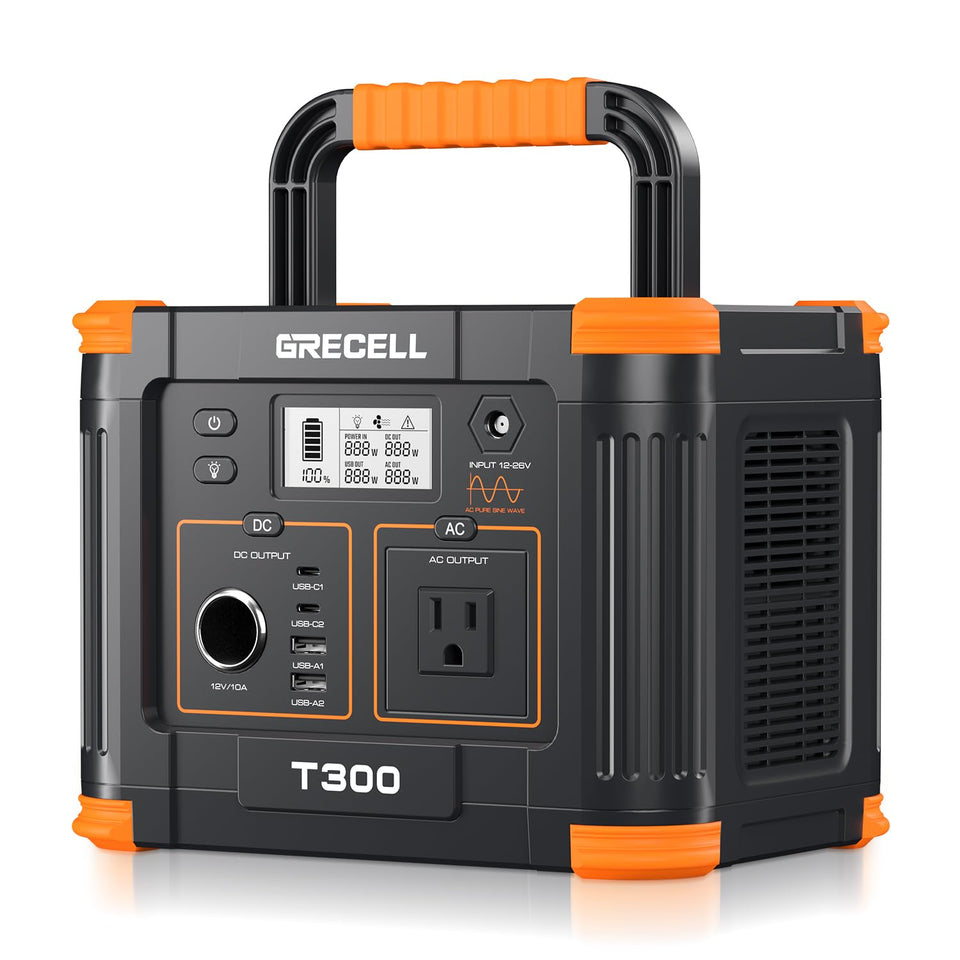GRECELL portable power station front view for reliable outdoor power on the go