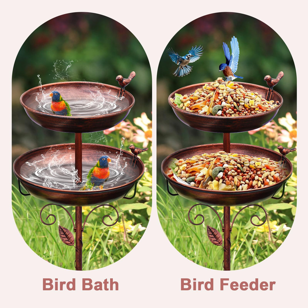 GRECOMEIN antique bronze finish with leaf accents for timeless garden artistry