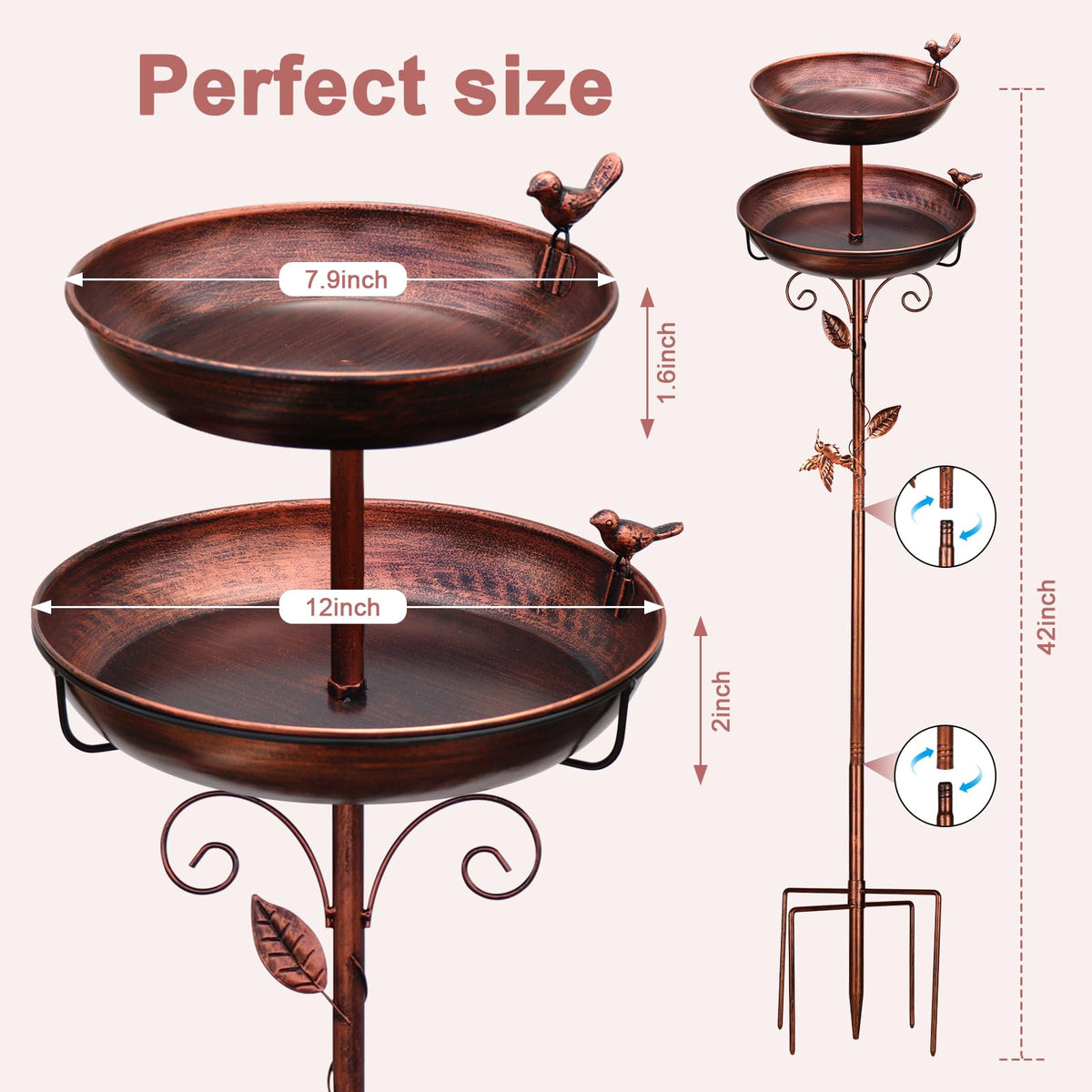 GRECOMEIN small bowl feeder section inviting seed-loving birds to your yard